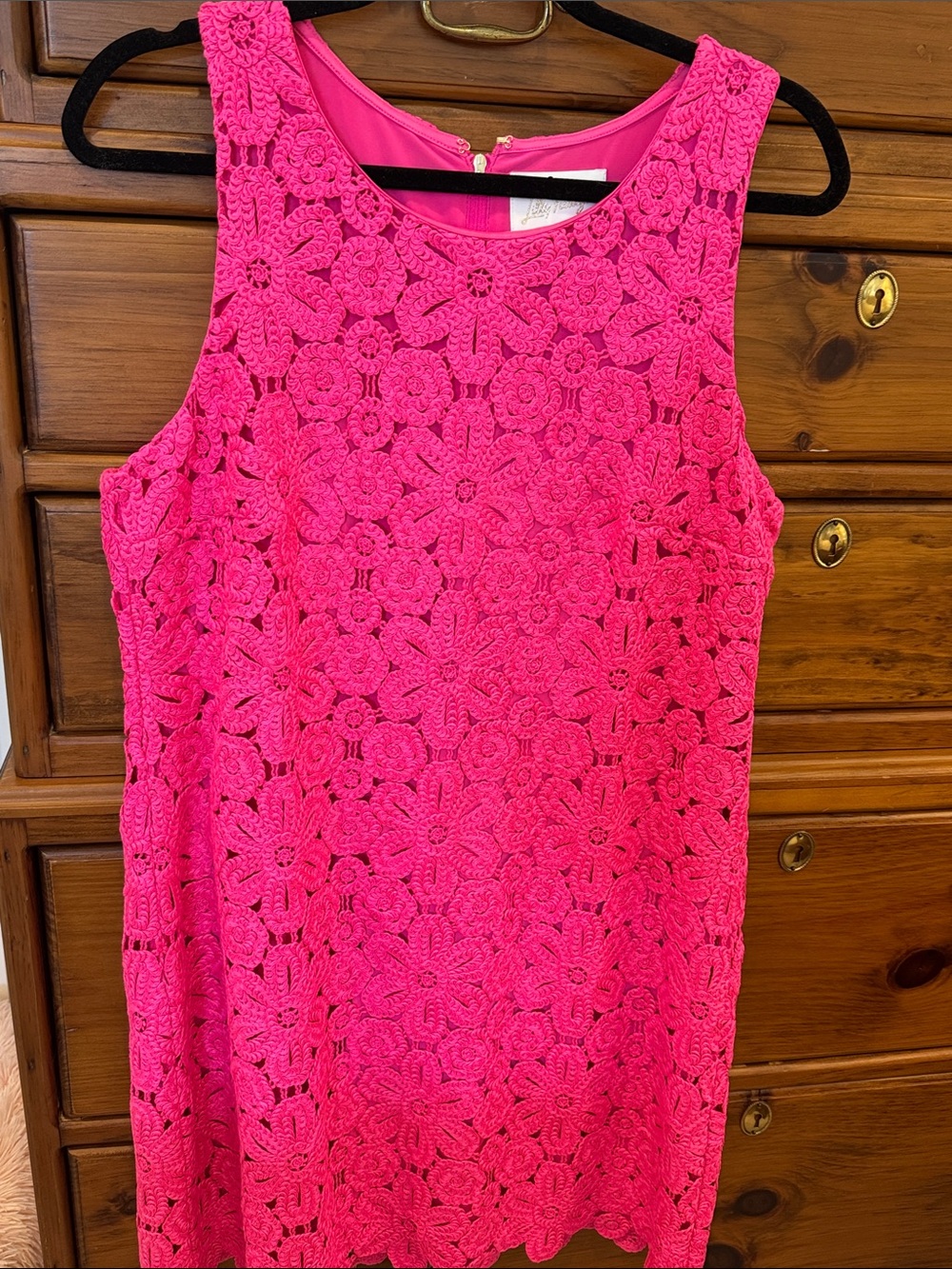 NWT LILLY  Pulitzer Hot Pink SOIRÉE Crochet Sheath Dress
